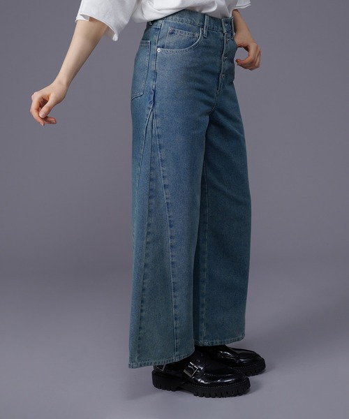 fley ワイドデニムパンツ SEQUENZ（シークエンズ）】sqnz washed curve denim pants