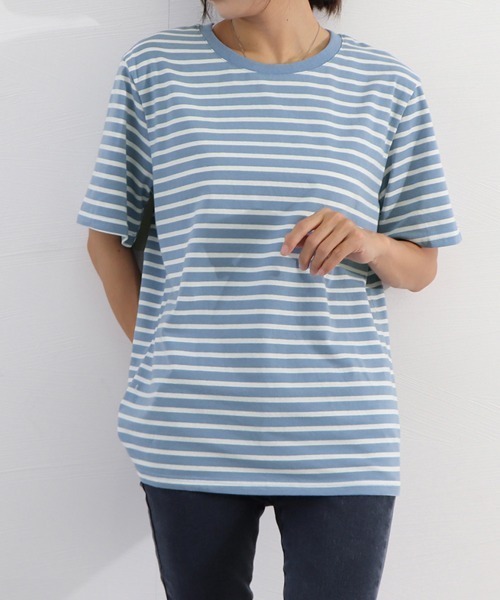 Miniministore(ミニミニストア)の「カラーボーダー Tシャツ レディース半袖(Tシャツ/カットソー・レディース・グリーン/ダークネイビー/ブルー/イエロー・FREE)」の15枚目の写真