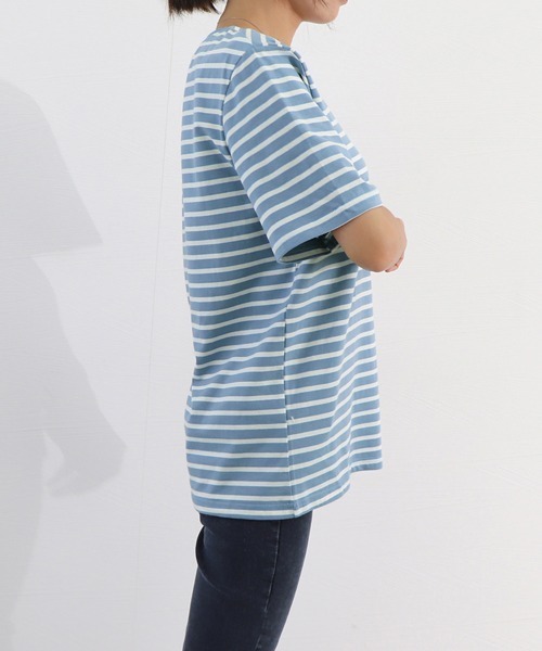 Miniministore(ミニミニストア)の「カラーボーダー Tシャツ レディース半袖(Tシャツ/カットソー・レディース・グリーン/ダークネイビー/ブルー/イエロー・FREE)」の16枚目の写真