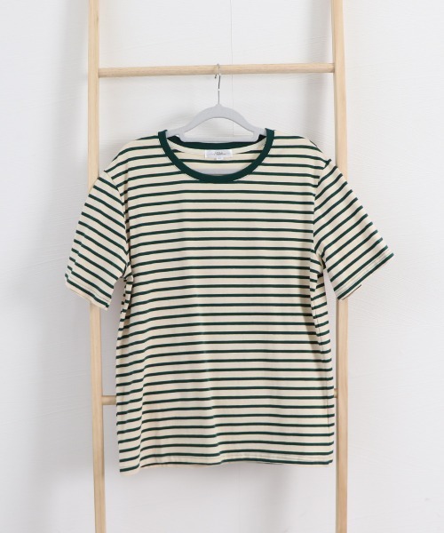 Miniministore(ミニミニストア)の「カラーボーダー Tシャツ レディース半袖(Tシャツ/カットソー・レディース・グリーン/ダークネイビー/ブルー/イエロー・FREE)」の18枚目の写真