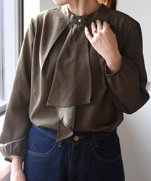 aquagarage（アクアガレージ）の「スカーフタイブラウス レディース 春 秋 冬 長袖 M L  | アクアガレージ aquagarage（シャツ/ブラウス・レディース・アイボリー/スモークピンク/ワイン/ホワイト系その他/ブラック系その他/グリーン系その他/ピンク系その他/ベージュ/ネイビー/ブラック/ライトブルー・M/L）」の6枚目の写真