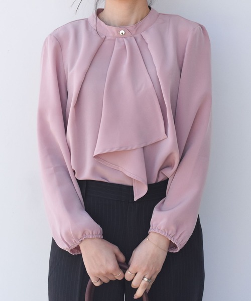 aquagarage（アクアガレージ）の「スカーフタイブラウス レディース 春 秋 冬 長袖 M L  | アクアガレージ aquagarage（シャツ/ブラウス・レディース・アイボリー/スモークピンク/ワイン/ホワイト系その他/ブラック系その他/グリーン系その他/ピンク系その他/ベージュ/ネイビー/ブラック/ライトブルー・M/L）」の10枚目の写真