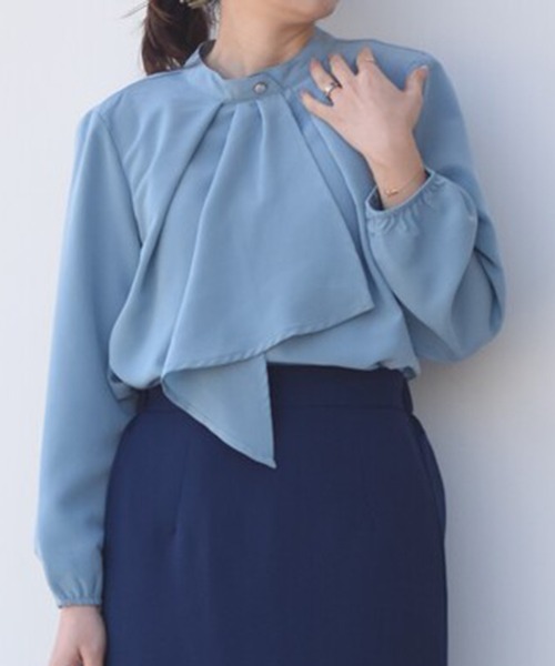 aquagarage（アクアガレージ）の「スカーフタイブラウス レディース 春 秋 冬 長袖 M L  | アクアガレージ aquagarage（シャツ/ブラウス・レディース・アイボリー/スモークピンク/ワイン/ホワイト系その他/ブラック系その他/グリーン系その他/ピンク系その他/ベージュ/ネイビー/ブラック/ライトブルー・M/L）」の7枚目の写真