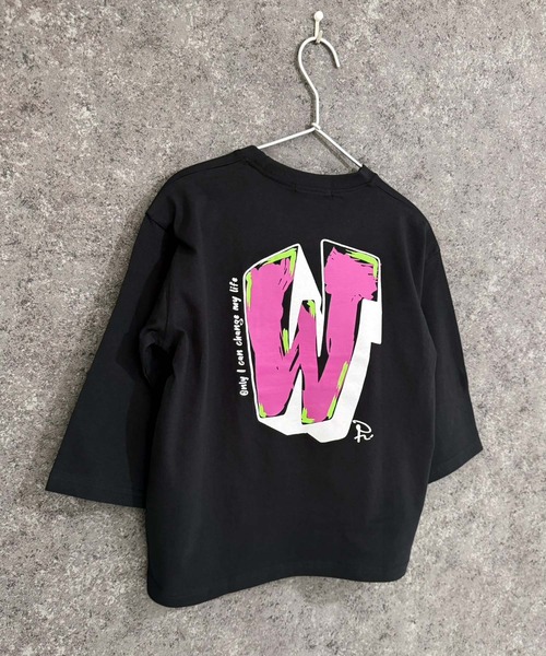 THE CASUAL（カジュアル）の「オーバーサイズ　プリント　ロンT（Tシャツ/カットソー・キッズ・ブラック系/チャコール/ベージュ/ネイビー/パープル/ブラック系1/ベージュ系/オフホワイト/ブラック系2/杢グレー/グレー系/ダークグリーン/ホワイト系/ホワイト系1/ホワイト系2/ブラック・120cm/130cm/140cm/150cm/160cm/110cm）」の8枚目の写真