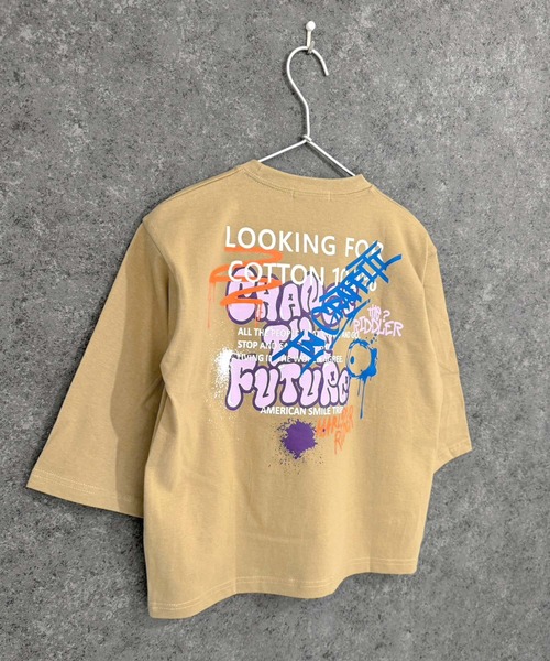 THE CASUAL（カジュアル）の「オーバーサイズ　プリント　ロンT（Tシャツ/カットソー・キッズ・ブラック系/チャコール/ベージュ/ネイビー/パープル/ブラック系1/ベージュ系/オフホワイト/ブラック系2/杢グレー/グレー系/ダークグリーン/ホワイト系/ホワイト系1/ホワイト系2/ブラック・120cm/130cm/140cm/150cm/160cm/110cm）」の13枚目の写真