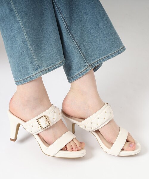 ESPERANZA(エスペランサ)の「ビジューバックルダブルベルトミュールサンダル 24SS(サンダル・レディース・ベージュ/ブラック/アイボリー・S/M/L/LL)」の6枚目の写真