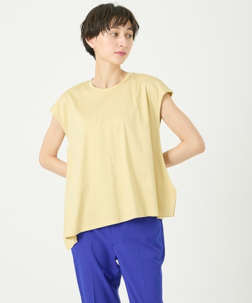 I.T.'S international(イッツインターナショナル)の「スムースコットンアシンメトリーカットソー(Tシャツ/カットソー・レディース・イエロー/オレンジ/ブルー/グレー/チャコールグレー・フリー)」の5枚目の写真