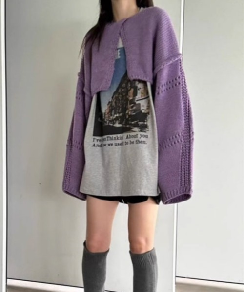 ROOPTOKYO(ループトウキョウ)の「フロントスリットルーズショートニットセーター(ニット/セーター・レディース・アイボリー/パープル/カーキ/ブラック・FREE)」の12枚目の写真