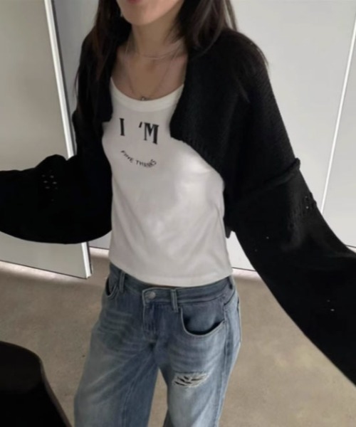 ROOPTOKYO(ループトウキョウ)の「フロントスリットルーズショートニットセーター(ニット/セーター・レディース・アイボリー/パープル/カーキ/ブラック・FREE)」の15枚目の写真