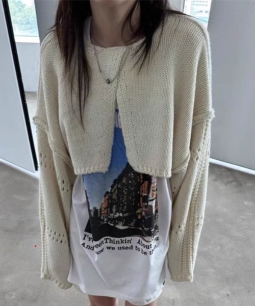 ROOPTOKYO(ループトウキョウ)の「フロントスリットルーズショートニットセーター(ニット/セーター・レディース・アイボリー/パープル/カーキ/ブラック・FREE)」の13枚目の写真