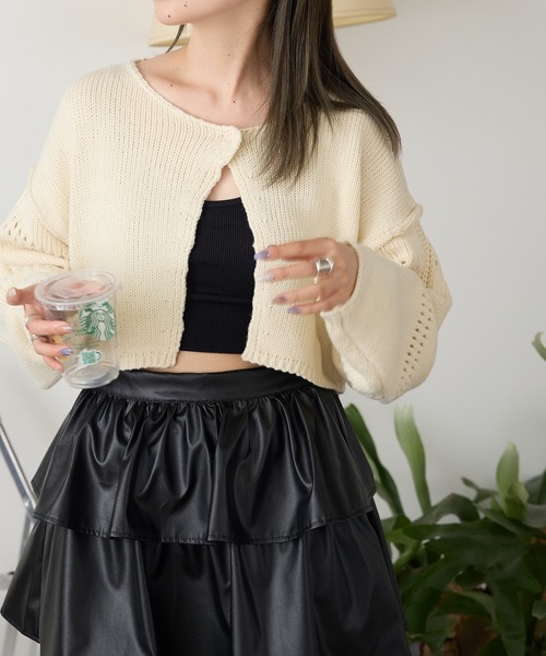 ROOPTOKYO(ループトウキョウ)の「フロントスリットルーズショートニットセーター(ニット/セーター・レディース・アイボリー/パープル/カーキ/ブラック・FREE)」の18枚目の写真