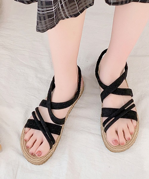 Miniministore（ミニミニストア）の「ビーチサンダル ストラップサンダル 夏（サンダル・レディース・ベージュ/ブラック・23.0cm/25.0cm/24.5cm/24.0cm/22.5cm/23.5cm）」の4枚目の写真