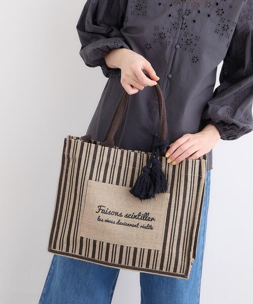 grove（グローブ）の「◆ジュートメッセージ2WAYトート（トートバッグ・レディース・ブルー系2/ブラック系6/ブラック・00）」の3枚目の写真