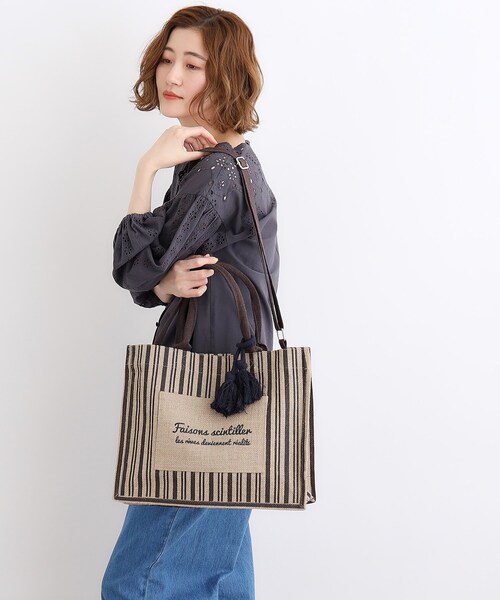 grove（グローブ）の「◆ジュートメッセージ2WAYトート（トートバッグ・レディース・ブルー系2/ブラック系6/ブラック・00）」の20枚目の写真