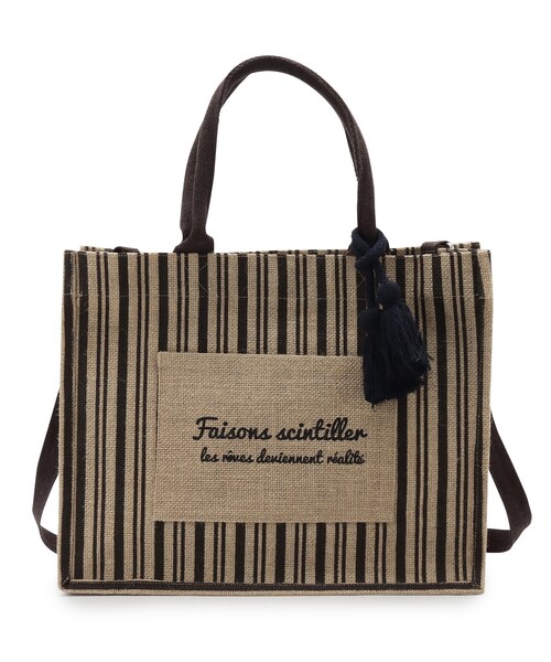 grove（グローブ）の「◆ジュートメッセージ2WAYトート（トートバッグ・レディース・ブルー系2/ブラック系6/ブラック・00）」の13枚目の写真