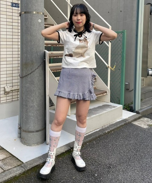 Candy Stripper（キャンディストリッパー）の「GINGHAM CHECK FRILL SKIRT パンツ（その他パンツ・レディース・ブラック/ピンク/ライトブルー・2）」の5枚目の写真