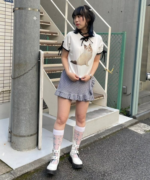 Candy Stripper（キャンディストリッパー）の「GINGHAM CHECK FRILL SKIRT パンツ（その他パンツ・レディース・ブラック/ピンク/ライトブルー・2）」の6枚目の写真