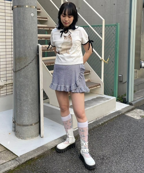 Candy Stripper（キャンディストリッパー）の「GINGHAM CHECK FRILL SKIRT パンツ（その他パンツ・レディース・ブラック/ピンク/ライトブルー・2）」の7枚目の写真