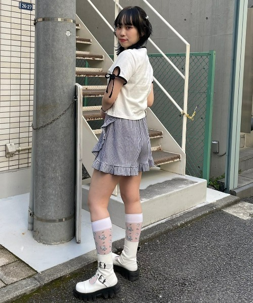 Candy Stripper（キャンディストリッパー）の「GINGHAM CHECK FRILL SKIRT パンツ（その他パンツ・レディース・ブラック/ピンク/ライトブルー・2）」の8枚目の写真