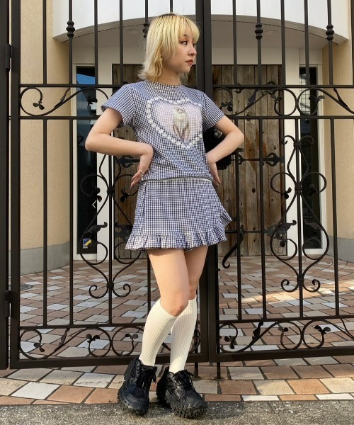 Candy Stripper（キャンディストリッパー）の「GINGHAM CHECK FRILL SKIRT パンツ（その他パンツ・レディース・ブラック/ピンク/ライトブルー・2）」の10枚目の写真