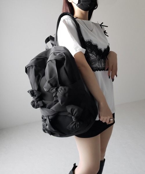 ★韓国 人気 バレエコア★[MOIFAIRE] RIBBON STRING BACKPACK ☆韓国 人気 バレエコア☆[MOIFAIRE] RIBBON STRING BACKPACK