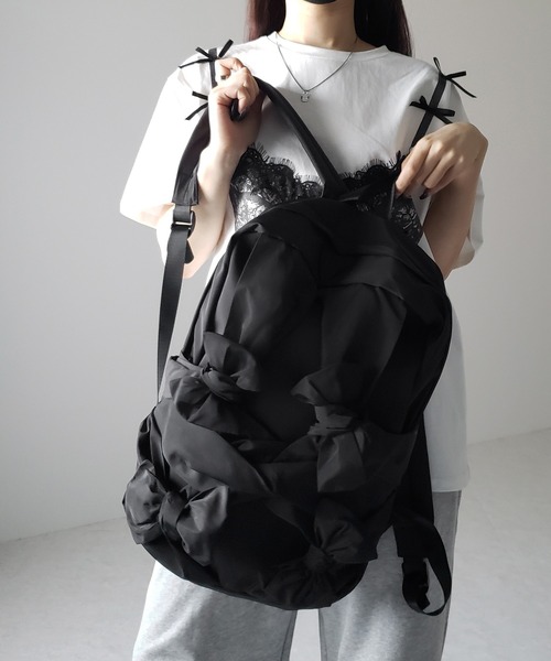 バックパック・リュック AEAE RIBBON LEATHER GYMSACK 5BNY110 AEAE☆韓国人気 [正規品] RIBBON LEATHER GYMSACK (AEAE/バック