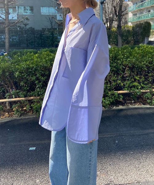 THINGS THAT MATTER（シングス ザット マター）の「【ZOZO限定商品】DETACHABLE COLLAR SHEER BIG SHIRTS / デタッチャブルカラーシアービッグシャツ（シャツ/ブラウス・レディース・ブルー/ホワイト/ラベンダー・FREE）」の10枚目の写真