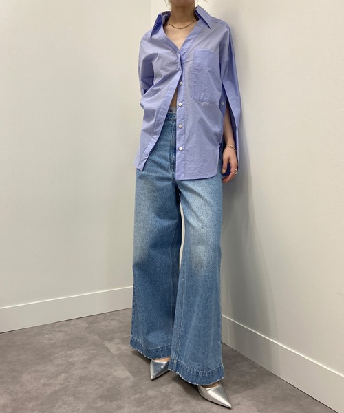 THINGS THAT MATTER（シングス ザット マター）の「【ZOZO限定商品】DETACHABLE COLLAR SHEER BIG SHIRTS / デタッチャブルカラーシアービッグシャツ（シャツ/ブラウス・レディース・ブルー/ホワイト/ラベンダー・FREE）」の13枚目の写真