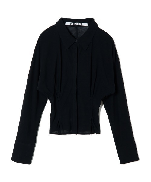 PERVERZE（パーバーズ）の「Shape Open Shirts（シャツ/ブラウス・レディース・グリーン/ブラック・FREE）」の2枚目の写真