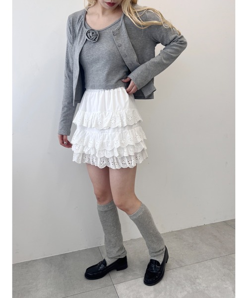 WC(ダブル シー)の「コットンレースティアードミニスカート(スカート・レディース・ホワイト・FREE)」の6枚目の写真