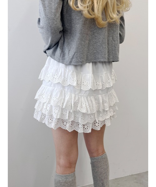 WC(ダブル シー)の「コットンレースティアードミニスカート(スカート・レディース・ホワイト・FREE)」の8枚目の写真