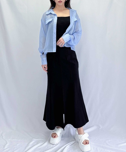 ENVYM（アンビー）の「ショートシアーシャツ（シャツ/ブラウス・レディース・ホワイト/イエロー/ブルー・FREE）」の18枚目の写真