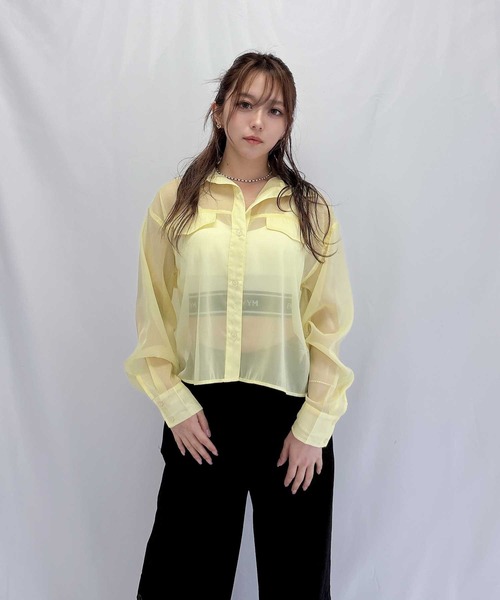 ENVYM（アンビー）の「ショートシアーシャツ（シャツ/ブラウス・レディース・ホワイト/イエロー/ブルー・FREE）」の15枚目の写真