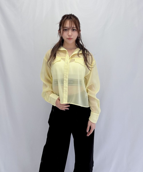 ENVYM（アンビー）の「ショートシアーシャツ（シャツ/ブラウス・レディース・ホワイト/イエロー/ブルー・FREE）」の14枚目の写真