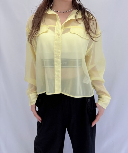 ENVYM（アンビー）の「ショートシアーシャツ（シャツ/ブラウス・レディース・ホワイト/イエロー/ブルー・FREE）」の13枚目の写真