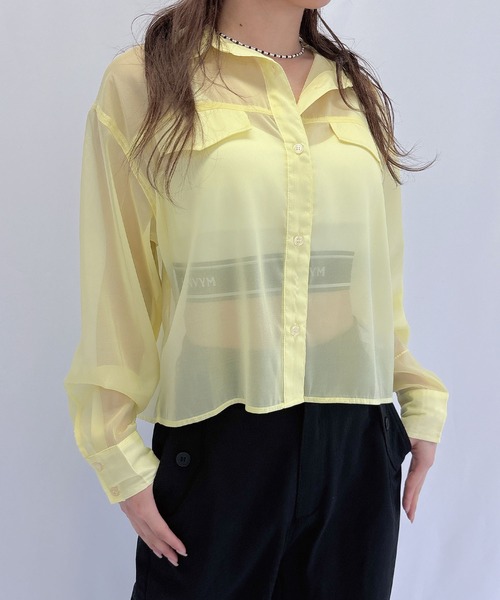 ENVYM（アンビー）の「ショートシアーシャツ（シャツ/ブラウス・レディース・ホワイト/イエロー/ブルー・FREE）」の12枚目の写真