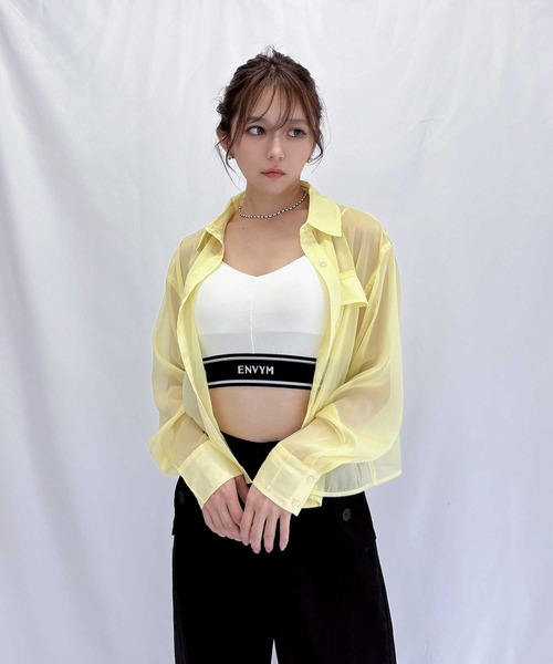 ENVYM（アンビー）の「ショートシアーシャツ（シャツ/ブラウス・レディース・ホワイト/イエロー/ブルー・FREE）」の11枚目の写真