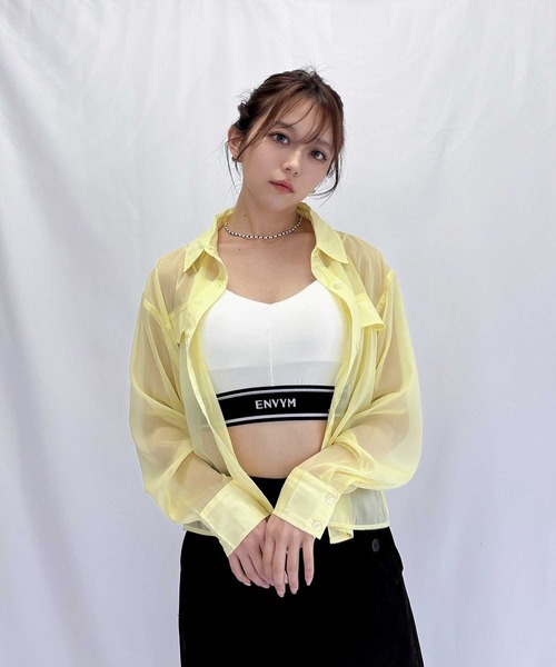 ENVYM（アンビー）の「ショートシアーシャツ（シャツ/ブラウス・レディース・ホワイト/イエロー/ブルー・FREE）」の10枚目の写真