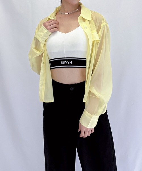 ENVYM（アンビー）の「ショートシアーシャツ（シャツ/ブラウス・レディース・ホワイト/イエロー/ブルー・FREE）」の9枚目の写真