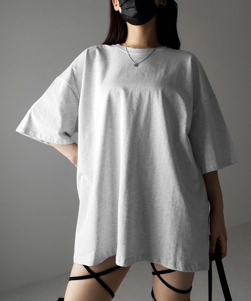 me+em select(ミームセレクト)の「※※【 3color 】無地ビッグシルエットTシャツ / solid big silhouette Tee(Tシャツ/カットソー・レディース・ブラック/ホワイト/グレー・FREE)」の1枚目の写真
