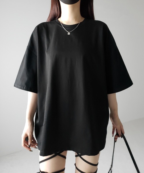 me+em select(ミームセレクト)の「※※【 3color 】無地ビッグシルエットTシャツ / solid big silhouette Tee(Tシャツ/カットソー・レディース・ブラック/ホワイト/グレー・FREE)」の3枚目の写真