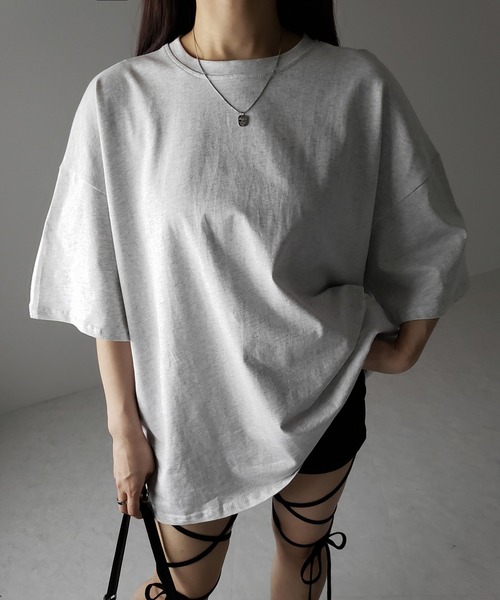 me+em select(ミームセレクト)の「※※【 3color 】無地ビッグシルエットTシャツ / solid big silhouette Tee(Tシャツ/カットソー・レディース・ブラック/ホワイト/グレー・FREE)」の13枚目の写真