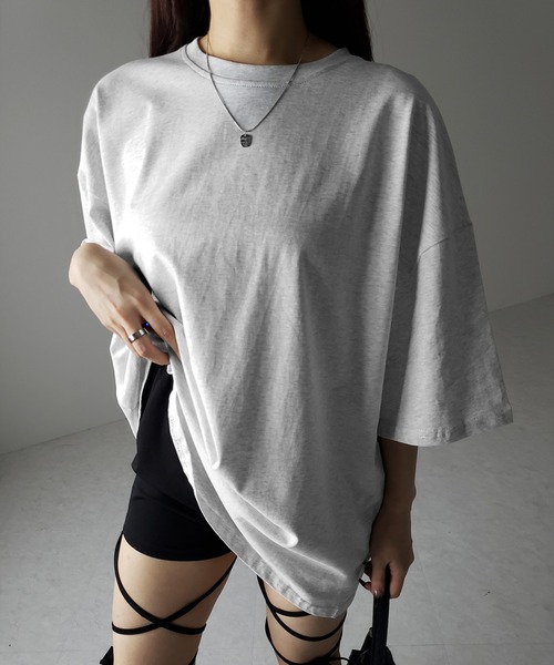 me+em select(ミームセレクト)の「※※【 3color 】無地ビッグシルエットTシャツ / solid big silhouette Tee(Tシャツ/カットソー・レディース・ブラック/ホワイト/グレー・FREE)」の14枚目の写真