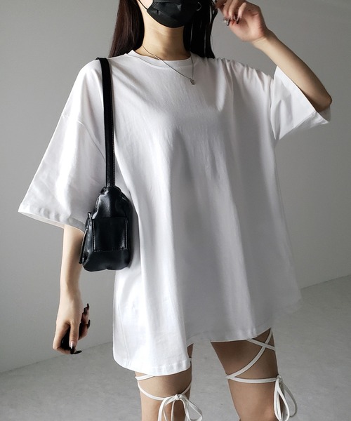 me+em select(ミームセレクト)の「※※【 3color 】無地ビッグシルエットTシャツ / solid big silhouette Tee(Tシャツ/カットソー・レディース・ブラック/ホワイト/グレー・FREE)」の7枚目の写真