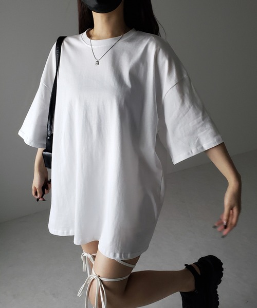 me+em select(ミームセレクト)の「※※【 3color 】無地ビッグシルエットTシャツ / solid big silhouette Tee(Tシャツ/カットソー・レディース・ブラック/ホワイト/グレー・FREE)」の8枚目の写真