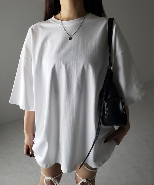 me+em select(ミームセレクト)の「※※【 3color 】無地ビッグシルエットTシャツ / solid big silhouette Tee(Tシャツ/カットソー・レディース・ブラック/ホワイト/グレー・FREE)」の5枚目の写真