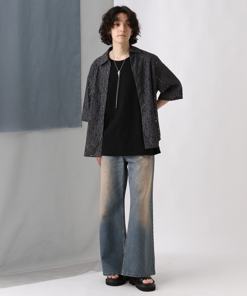 HARE（ハレ）の「ダマスクレースガラシャツ(HARE)（シャツ/ブラウス・メンズ・ブラック/グレー/ホワイト/ブルー/パープル・SMALL/MEDIUM）」の13枚目の写真