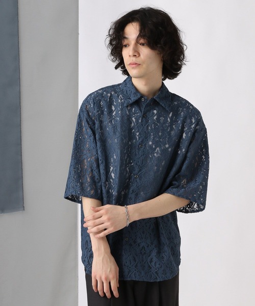 HARE（ハレ）の「ダマスクレースガラシャツ(HARE)（シャツ/ブラウス・メンズ・ブラック/グレー/ホワイト/ブルー/パープル・SMALL/MEDIUM）」の16枚目の写真