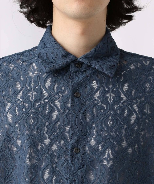 HARE（ハレ）の「ダマスクレースガラシャツ(HARE)（シャツ/ブラウス・メンズ・ブラック/グレー/ホワイト/ブルー/パープル・SMALL/MEDIUM）」の20枚目の写真
