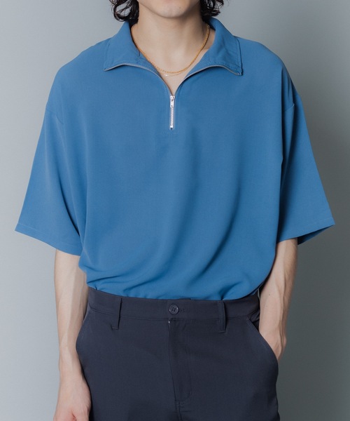 MandO（nemne store）（エムオー）の「【MandO】ハーフジッププルオーバー（シャツ/ブラウス・メンズ・ブラック系/ブラウン系/ライトグレー系/ブルー/チャコール/ブラック・MEDIUM/LARGE）」の1枚目の写真